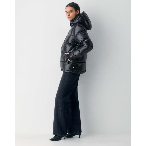 Aritzia TNA The Super Puff Puffer Jacket Hi Gloss Shiny Quilted Black 3XS - Picture 15 of 17